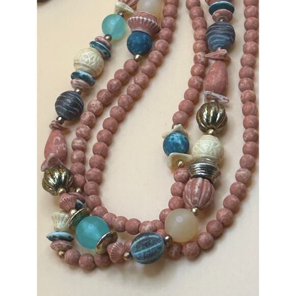 Multicolor Beaded Women's Fashion Multi Strands Necklace & Earrings - Picture 5 of 5